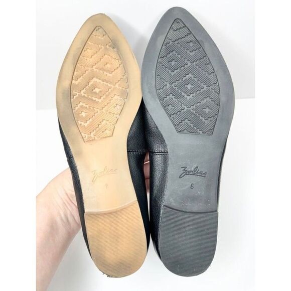 Zodiac Black Leather Pointed Toe Ballet Flats Women's Size 8M - Picture 6 of 6